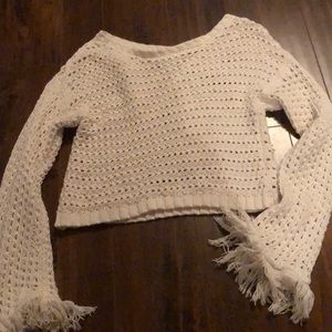 Sweater crop top with flared sleeves